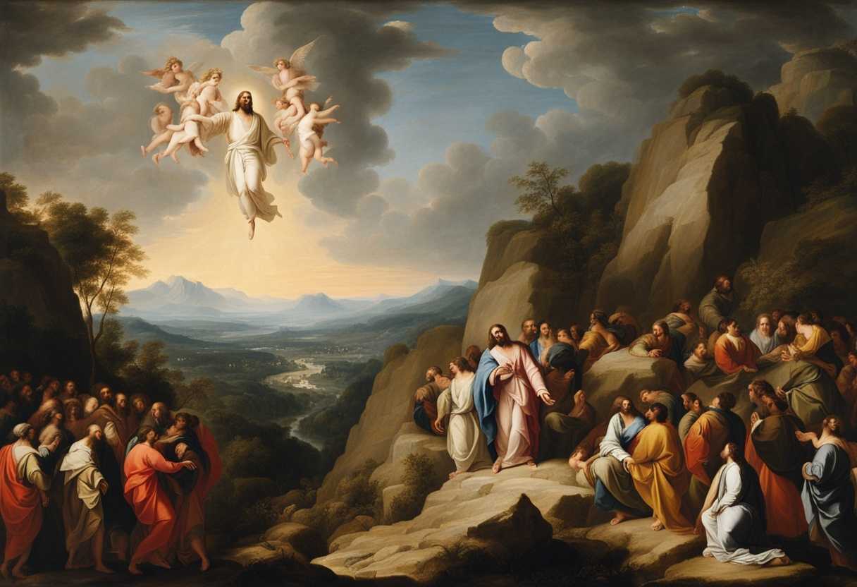Jesus-stands-on-a-mountain-surrounded-by-a-crowd-and-disciples-exuding-calm-wisdom-and-unity_tzmh