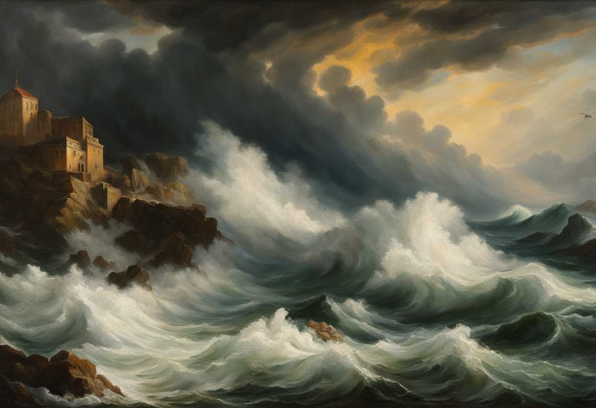 Stormy-ocean-scene-crashing-waves-whitecaps-wind-whipped-spray-dramatic-sky-showcasing-nature's_mmwf