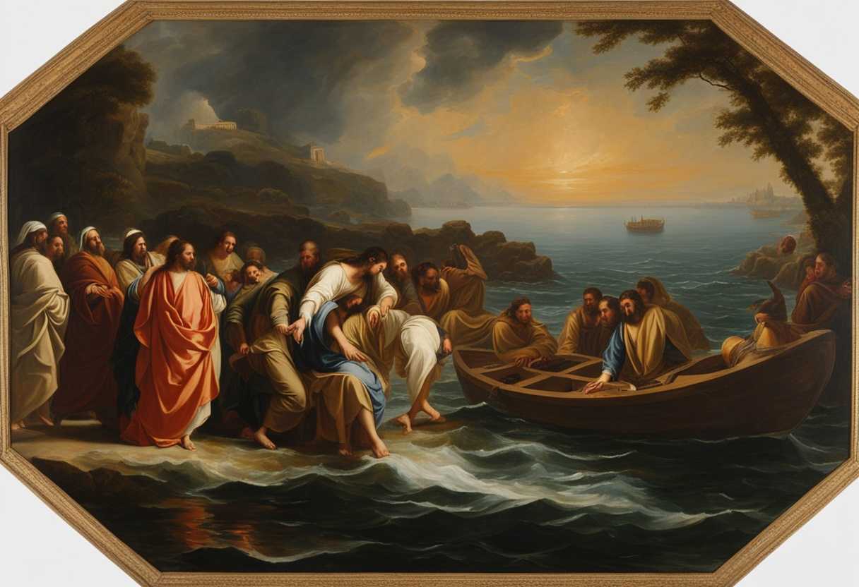 Jesus-imparts-wisdom-to-a-crowd-by-the-sea-disciples-close-by-boats-in-background_dqmz