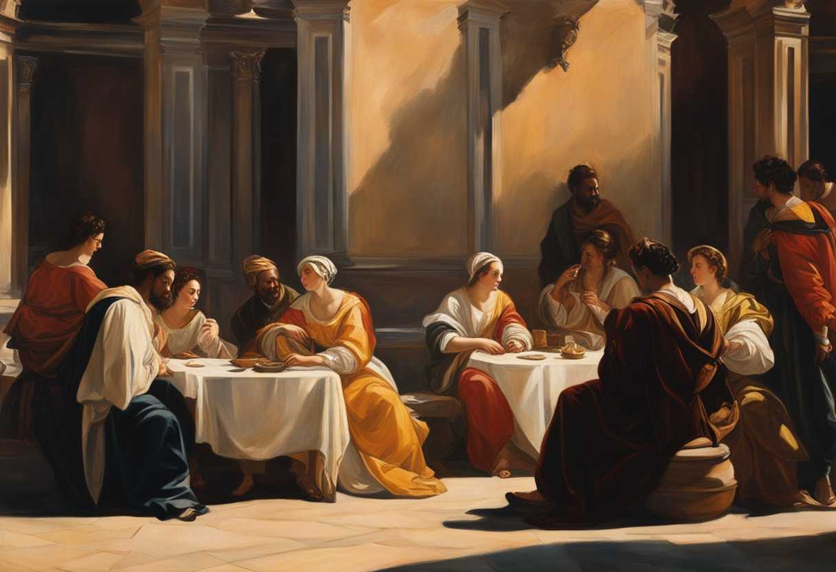 A-diverse-group-of-individuals-engrossed-in-deep-conversation-under-the-warm-sunlight_jqcq