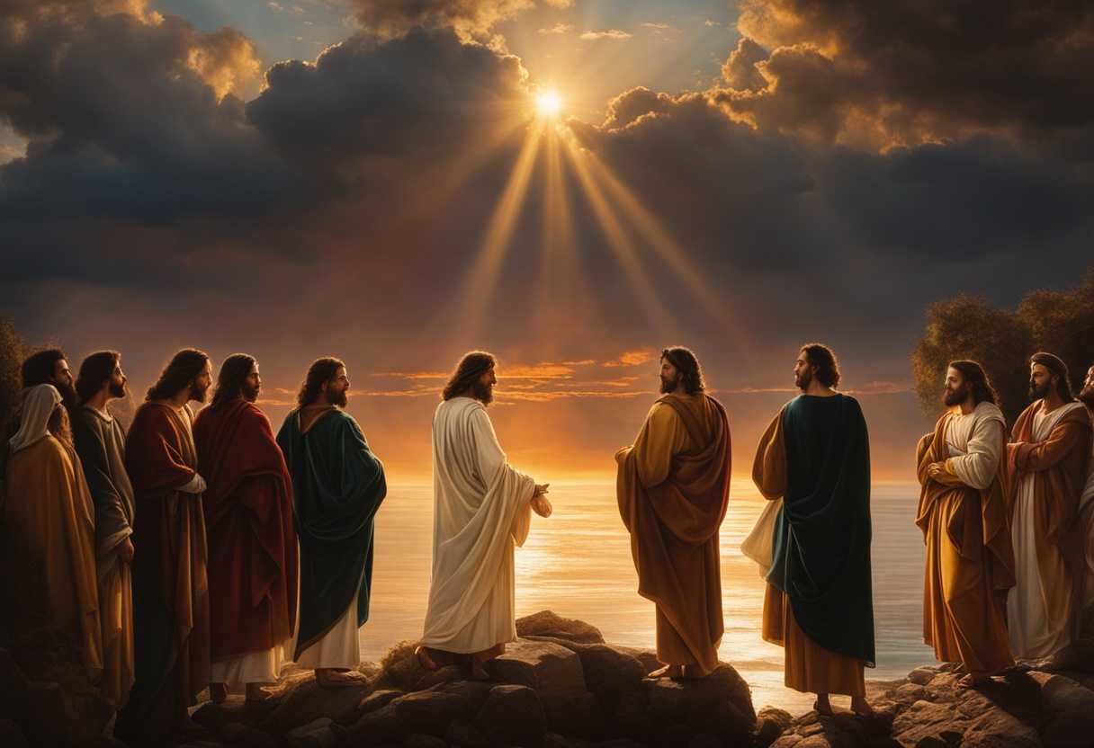 Jesus-stands-among-disciples-at-sunset-radiating-strength-wisdom-and-powerful-presence_xyfh