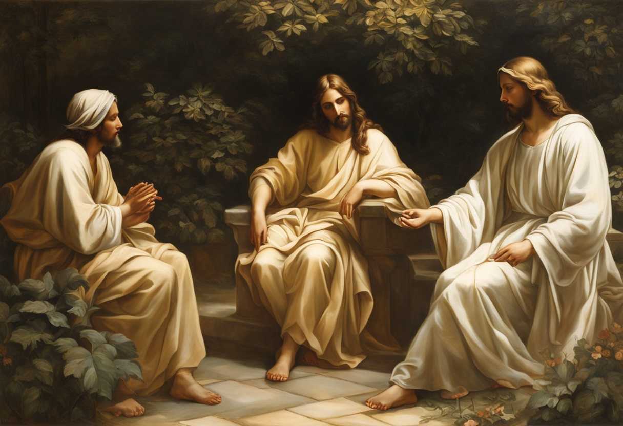 Jesus-and-disciples-in-a-serene-garden-bathed-in-golden-light-sharing-a-profound-moment_blix