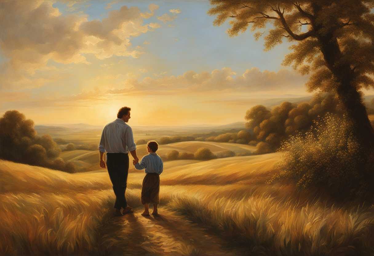 Father-and-son-share-a-warm-smile-in-a-sunlit-field-embodying-love-and-guidance_ttkz