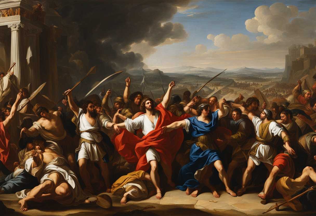 Joshua-and-Israelites-celebrate-victory-after-battle-triumphant-and-determined-against-conquered-c_cpfx