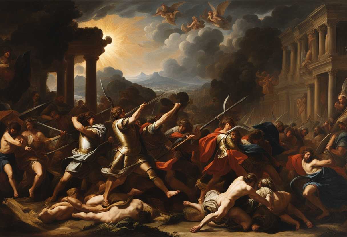 Joshua-and-his-warriors-bravely-fight-Amorites-flee-in-chaos-divine-help-sun-and-moon_zzal