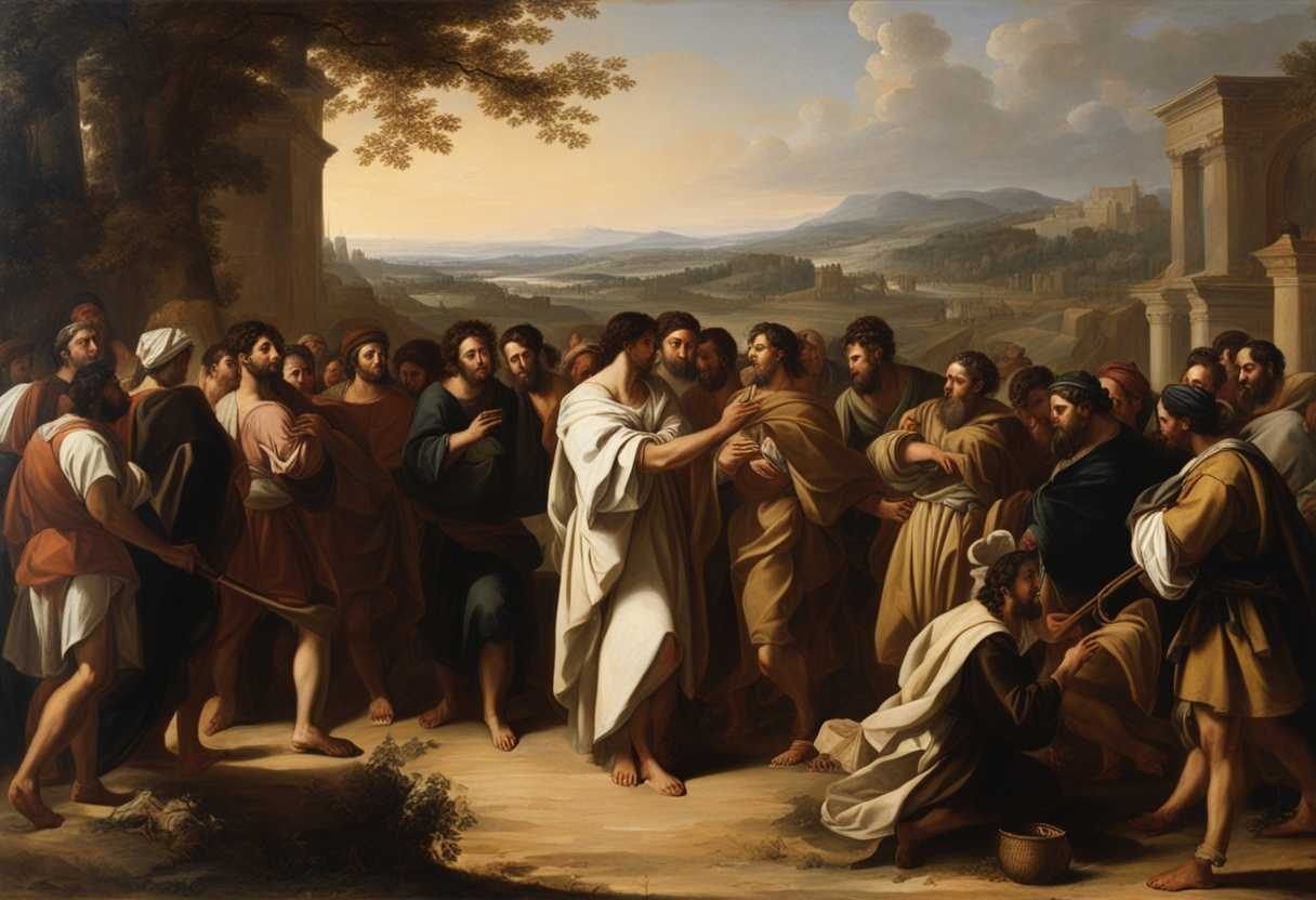 Joshua-stands-in-Shiloh-distributing-land-to-Israelites-surrounded-by-expectant-faces-in-warm-ligh_atuo