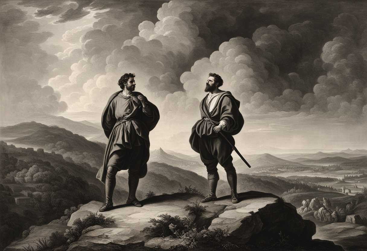 Two-men-stand-on-a-hill-triumphant-against-a-dramatic-backdrop-exuding-determination-and-faith_lhmx