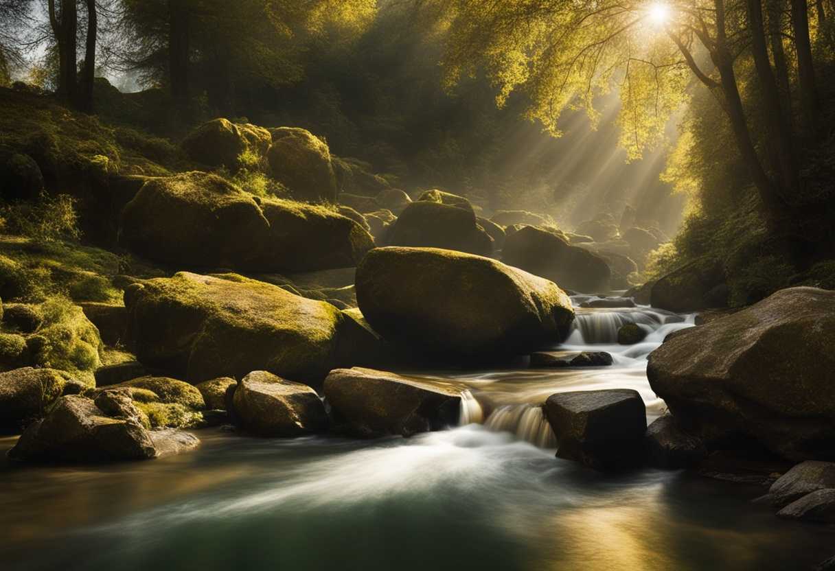 Ancient-stones-in-river-bathed-in-sunlight-symbolize-timeless-link-between-past-and-present_fkcl