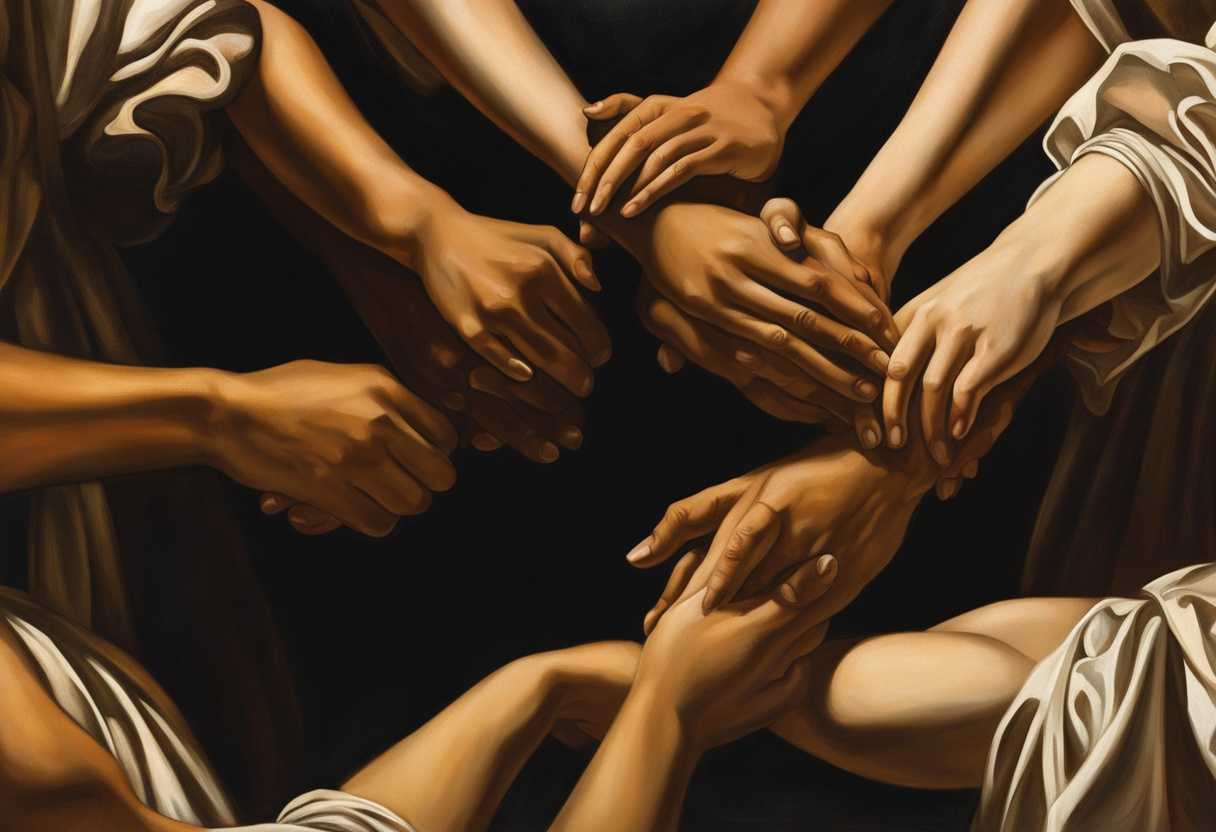 A-circle-of-determined-individuals-hands-clasped-discussing-with-purpose-under-golden-sunlight_xrur