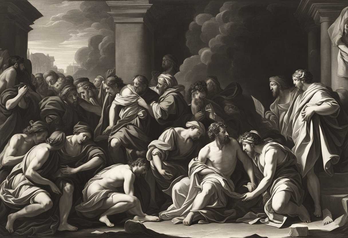 Israelites-surrounded-by-idols-crying-out-to-God-in-distress-and-repentance_mixt