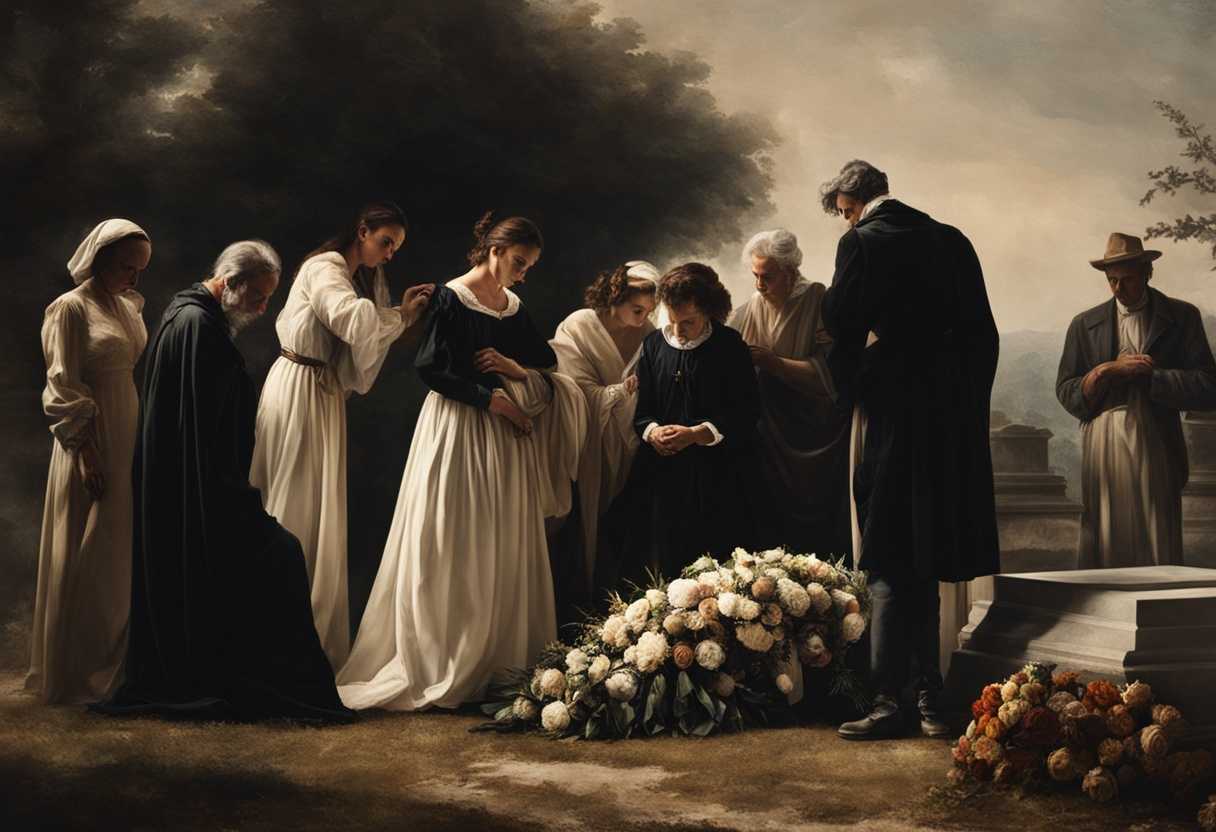 Family-gathers-at-gravesite-somber-expressions-traditional-burial-rituals-emotional-farewell-rev_qyqn