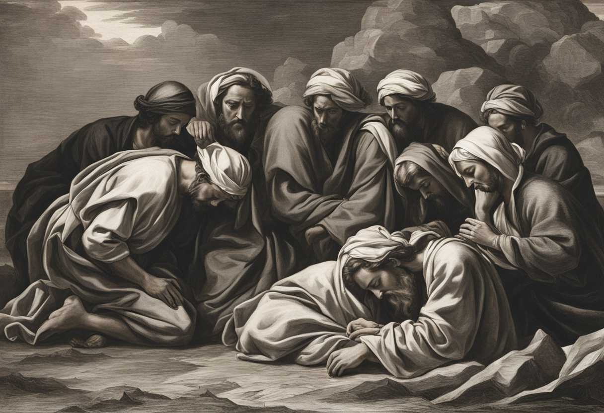 Israelites-in-distress-heads-bowed-faces-filled-with-anguish-bodies-huddled-in-prayer_flhp