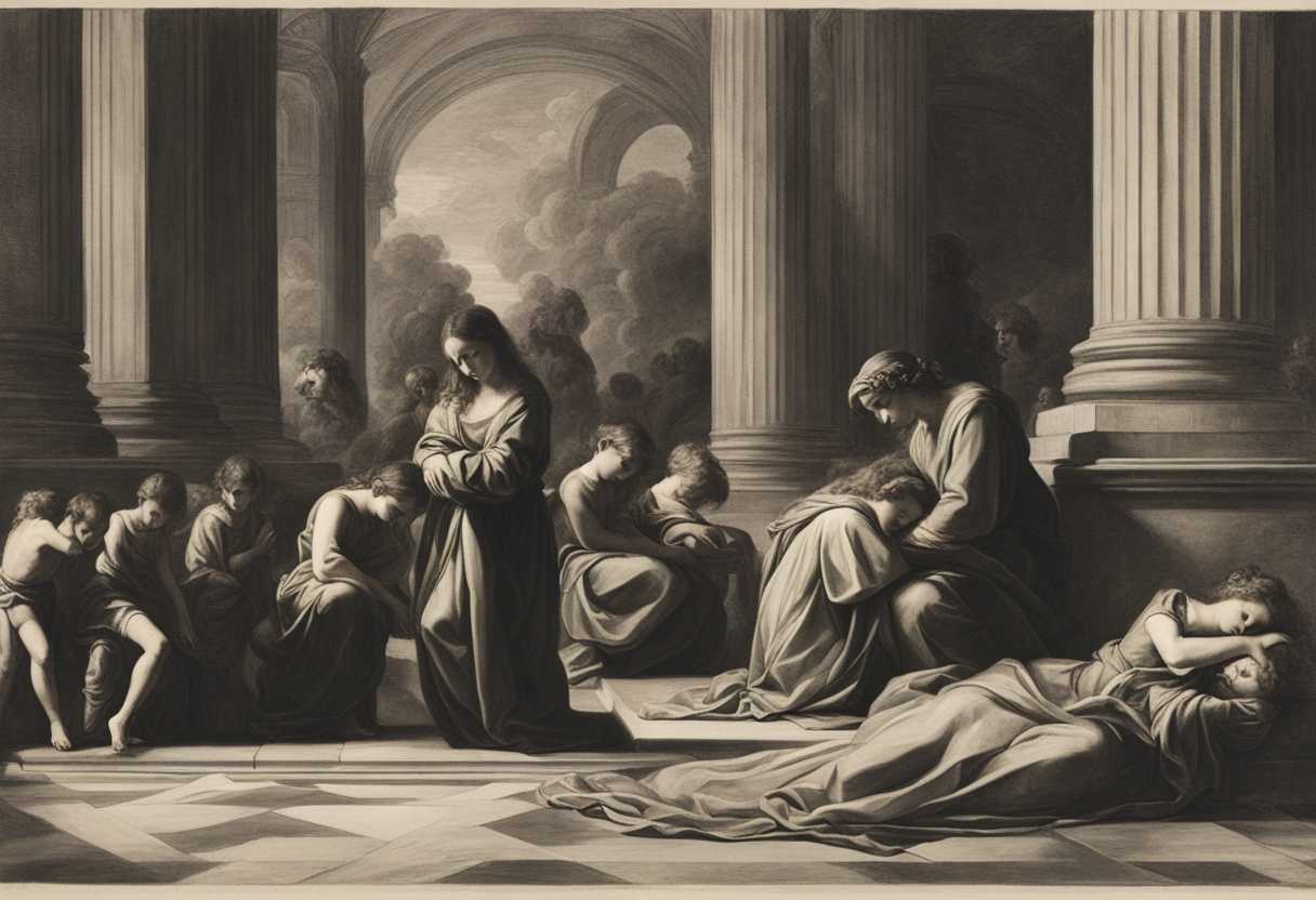 A-grieving-figure-surrounded-by-solemn-children-in-a-dimly-lit-sorrowful-setting_jeqj