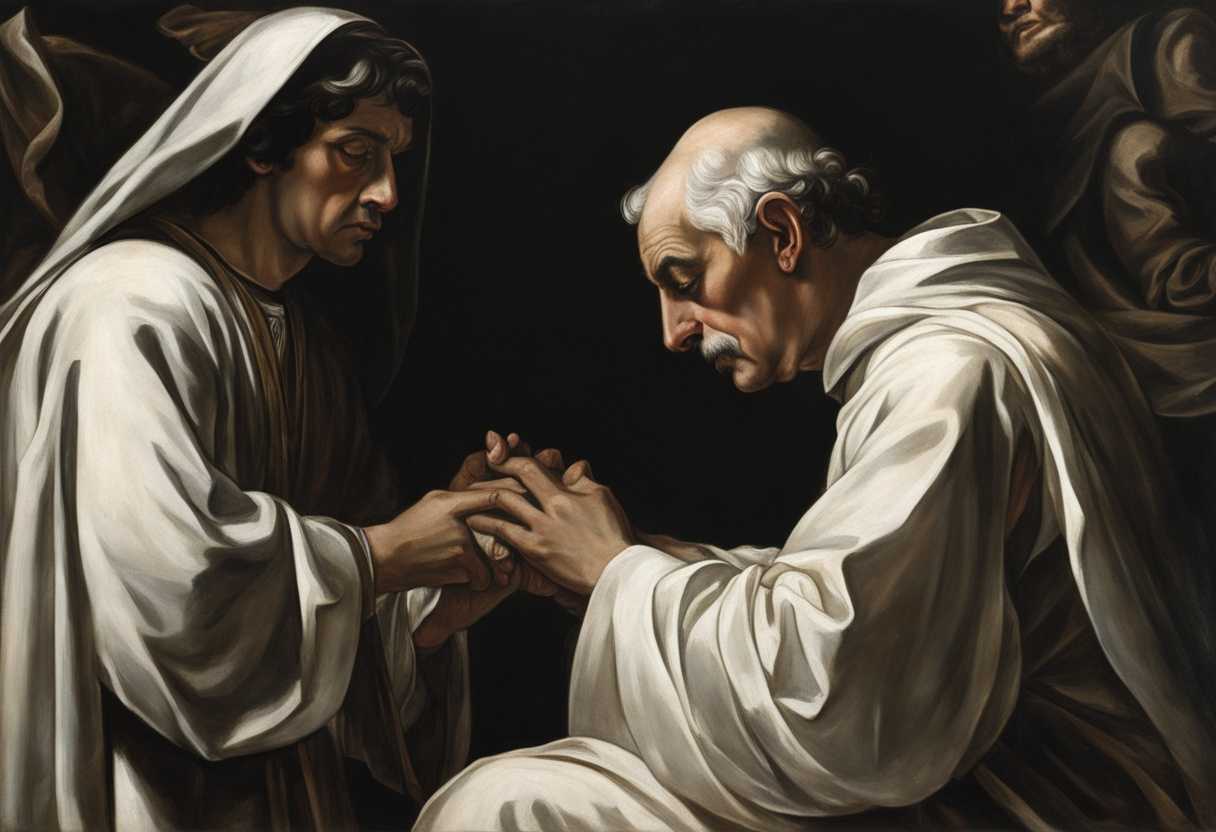 A-person-with-leprosy-stands-before-a-priest-their-solemn-expression-reflecting-empathy-and-depth_rvkq