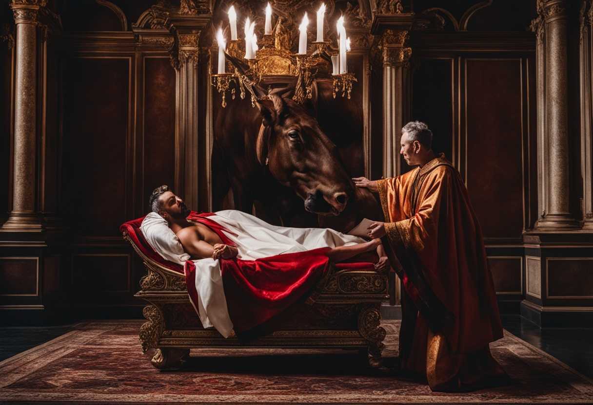 Ancient-priest-bathes-mercy-seat-in-blood-under-dramatic-lighting-honoring-majestic-bull_auok
