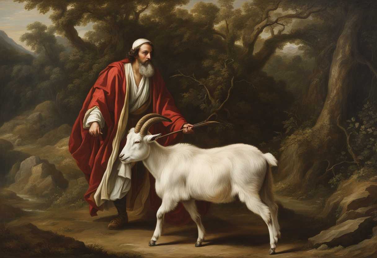 Man-in-biblical-attire-leads-live-goat-to-wilderness-scape-for-atonement-ritual_xylh
