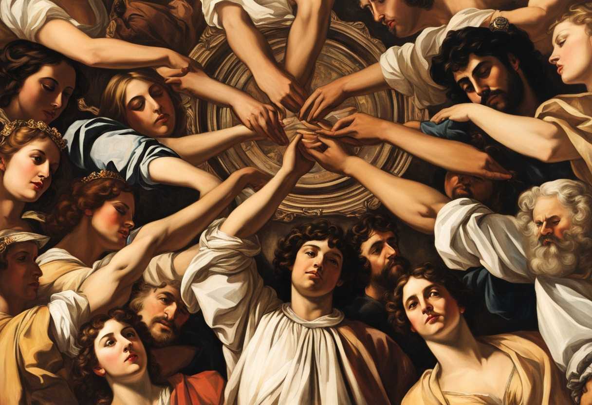 People-in-a-circle-at-sunset-arms-linked-showing-unity-connection-and-enduring-bond_acti