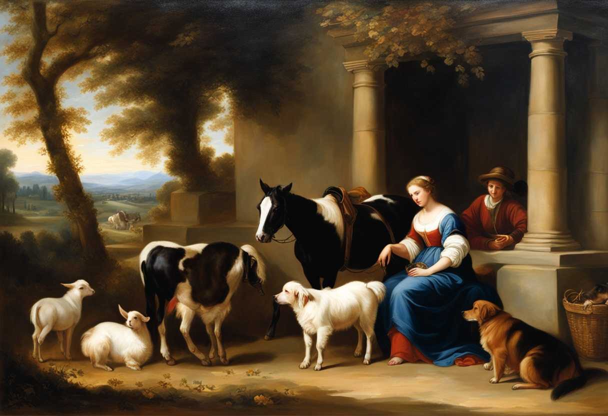 Tranquil-rural-scene-with-peaceful-livestock-and-pets-basking-in-warm-sunlight_jbif