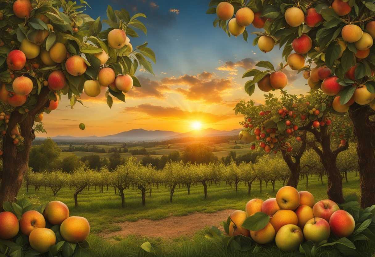 A-scene-of-a-flourishing-orchard-at-sunset-bursting-with-ripe-fruit-and-life_iivg
