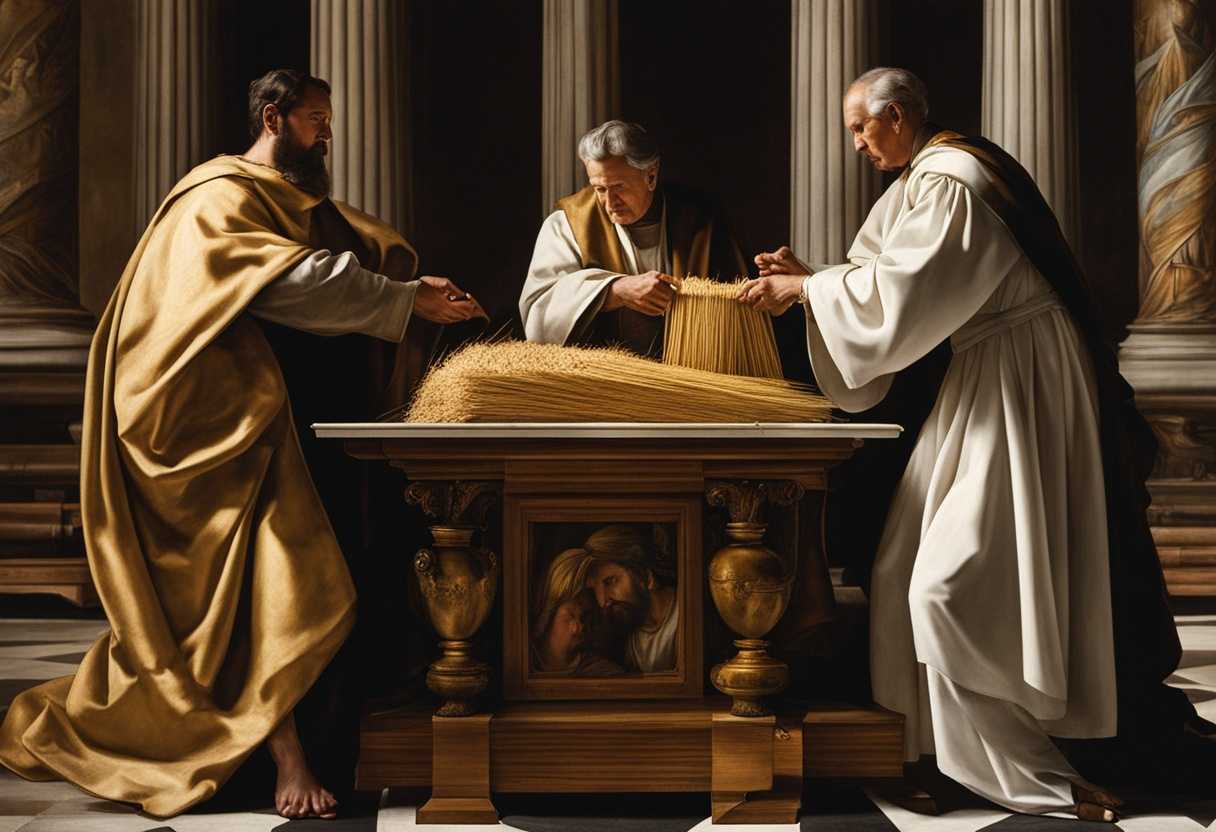 Priests-carefully-offer-grain-to-God-on-the-altar-with-reverence-and-devotion_vbgx