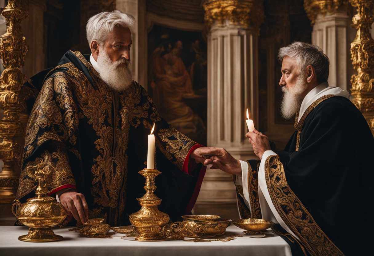 Man-and-priest-in-ornate-robes-perform-sacred-ritual-with-intricate-details-and-solemn-devotion_aaye