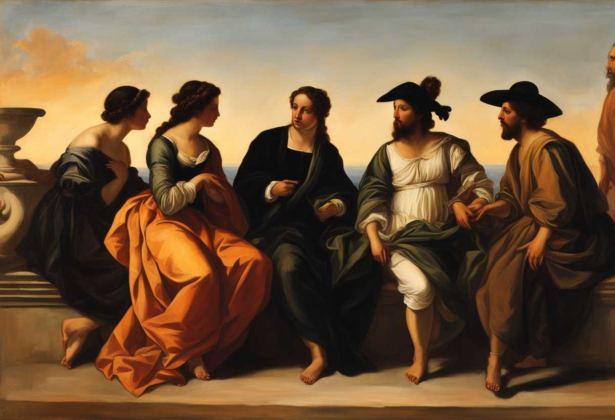 Diverse-group-of-individuals-engaged-in-deep-conversation-basking-in-the-warm-glow-of-sunset_mwxk