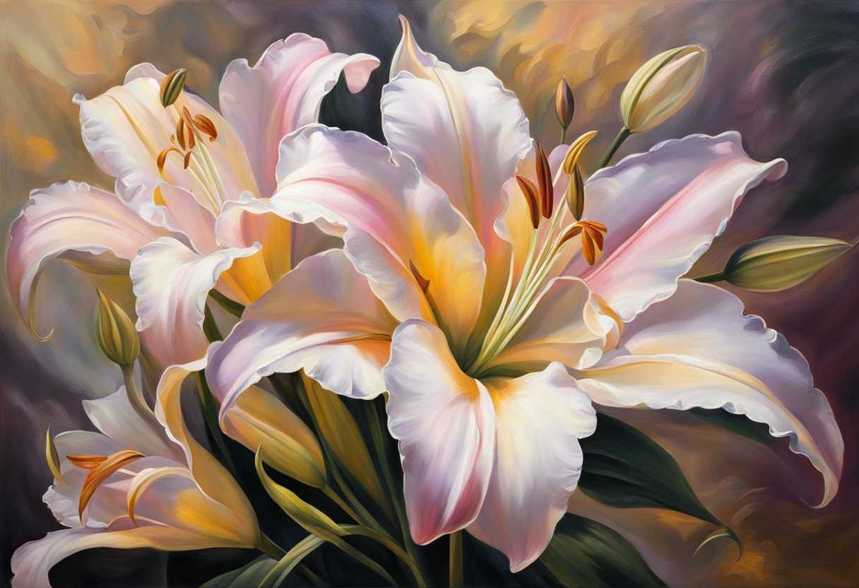Elegant-lilies-glowing-in-golden-light-unfurling-petals-in-serene-white-pink-lavender-hues_tgxg