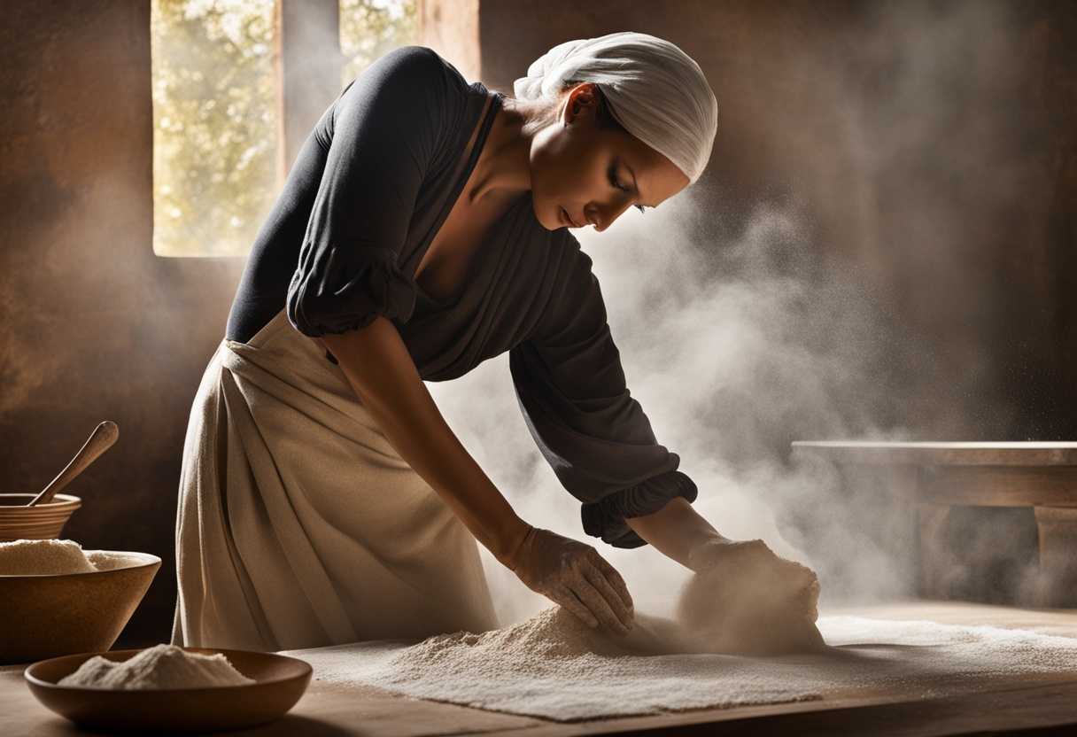 A-woman-expertly-kneading-flour-creating-a-mesmerizing-dance-of-powdery-textures-in-sunlight_sckb
