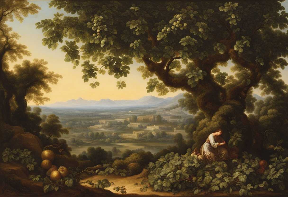 A-vinedresser-meticulously-prunes-a-barren-fig-tree-amidst-lush-foliage-symbolizing-growth-and-chan_pjzh