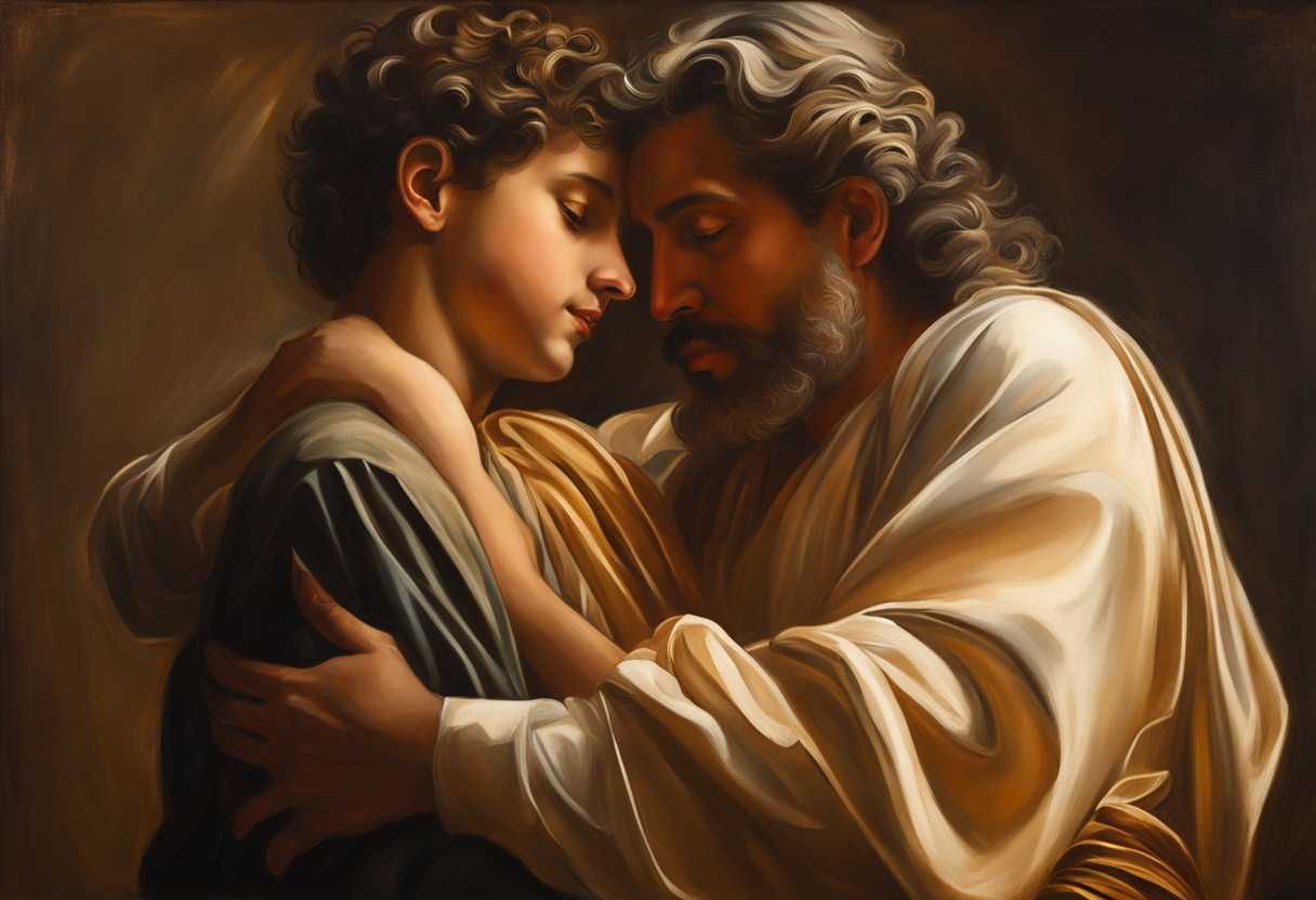 Father-and-son-embrace-under-golden-light-showing-compassion-forgiveness-humility-and-longing_vaog