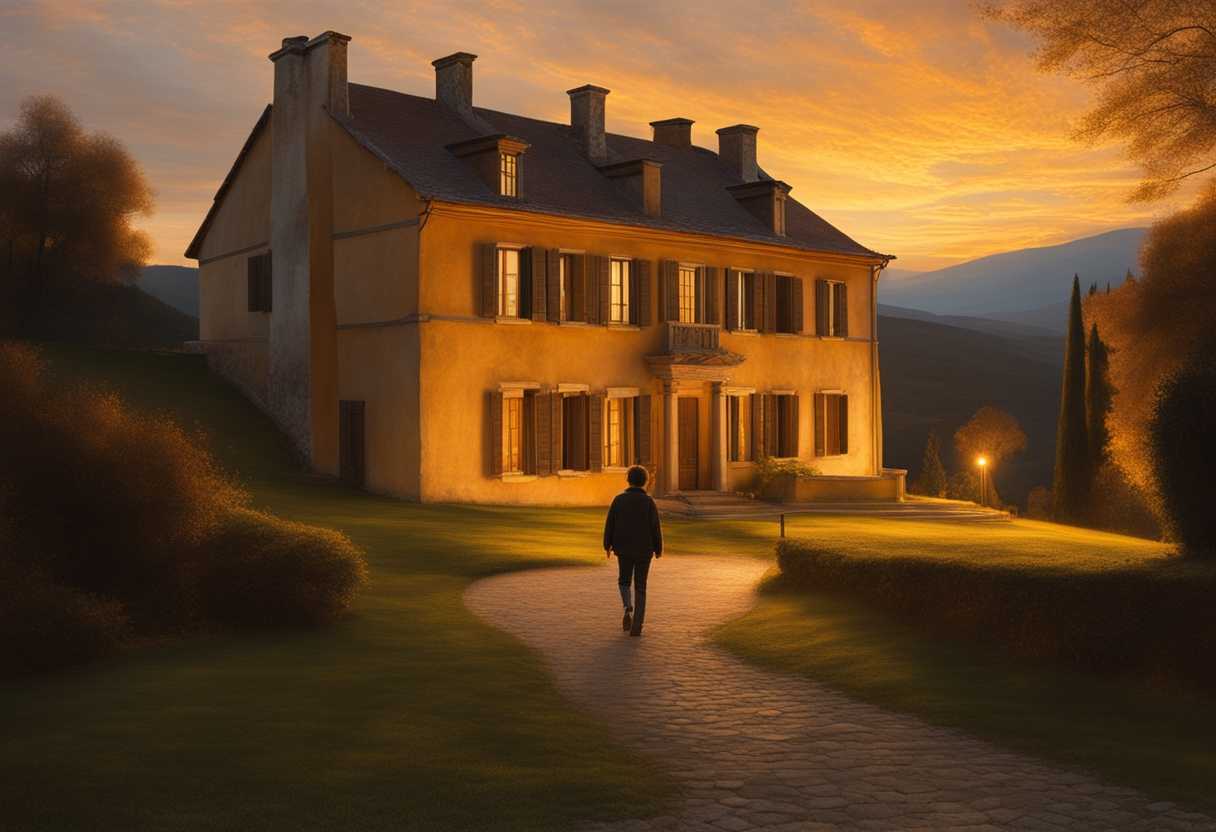 Elder-son-approaching-glowing-house-at-sunset-transitioning-from-solitude-to-celebration_jlhx