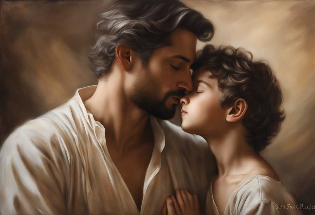 Father-and-son-share-a-tender-moment-in-soft-light-embodying-timeless-love-and-guidance_aqmj