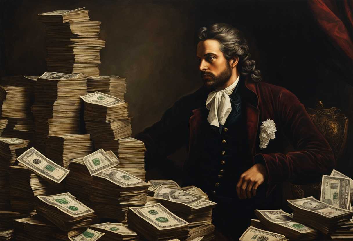Serious-figure-in-front-of-stacked-money-contrasting-attire-dramatic-lighting-thought-provoking-s_xbes