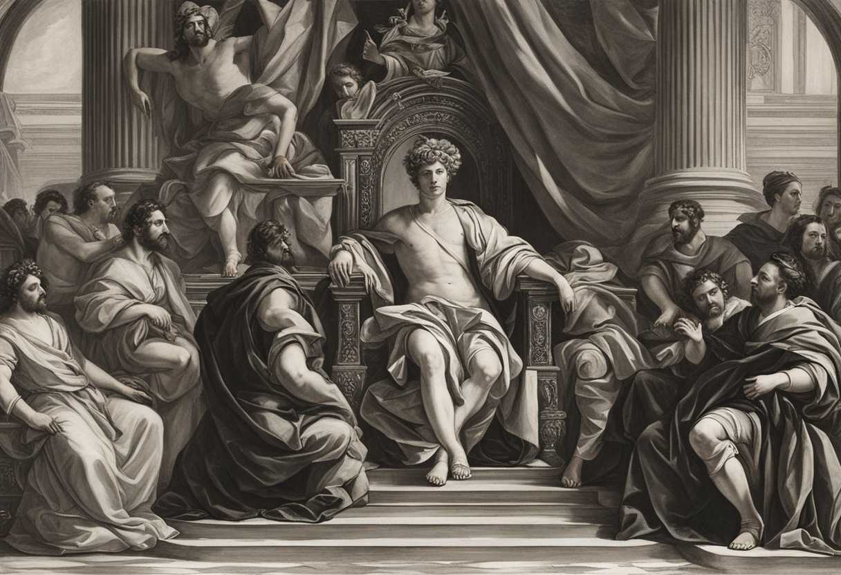 A-king-sits-on-his-throne-surrounded-by-servants-as-tension-fills-the-air_hrkq
