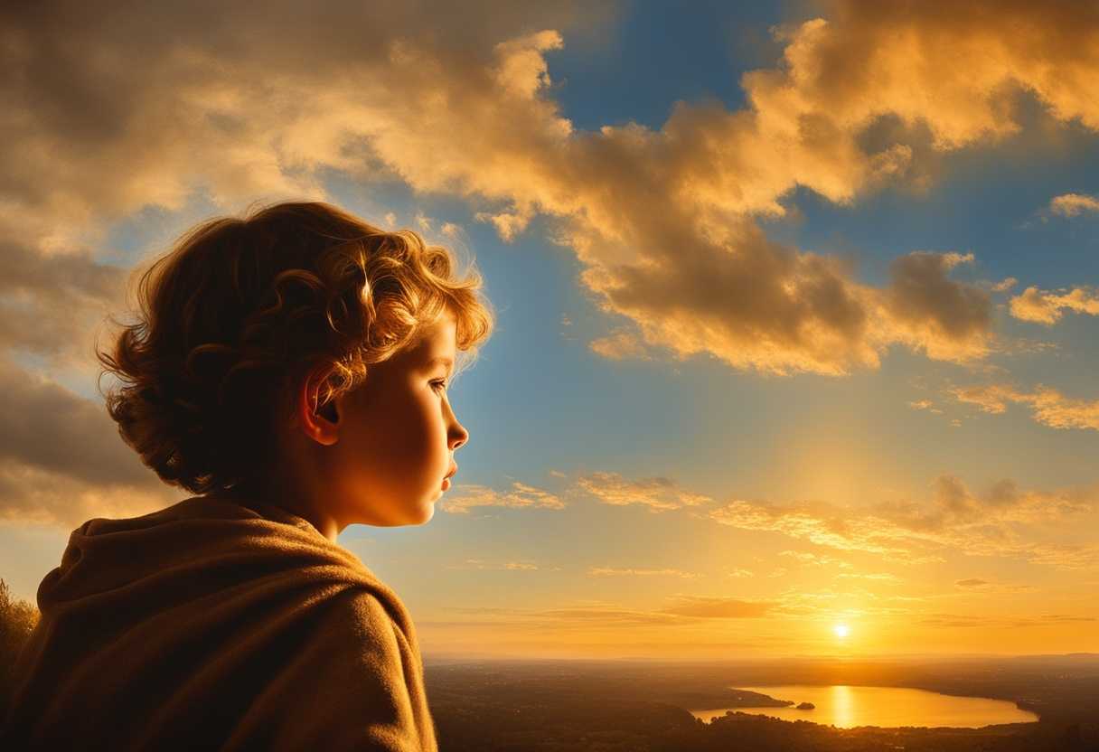 A-child-watches-the-sunrise-bathed-in-golden-light-feeling-hopeful-and-peaceful_kmcn