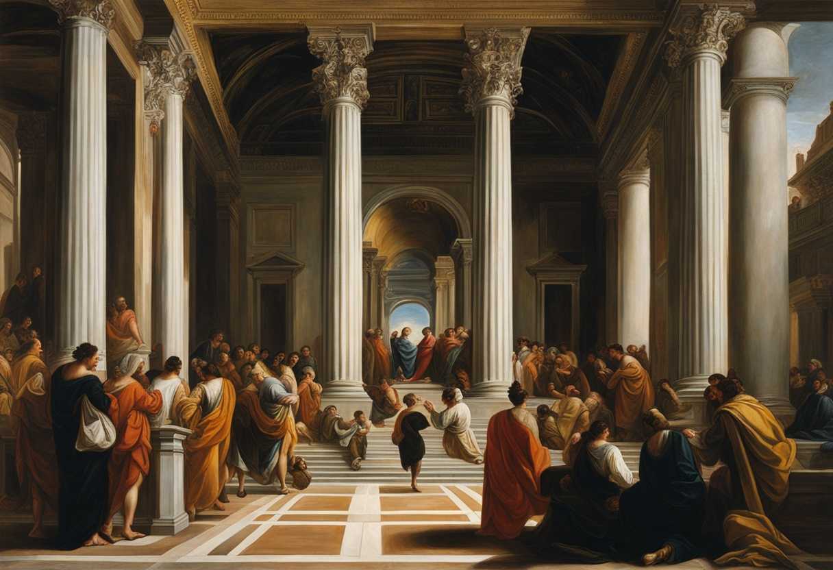People-gather-in-a-temple-captivated-by-a-wise-teacher's-words-showing-reverence-and-curiosity_yfud