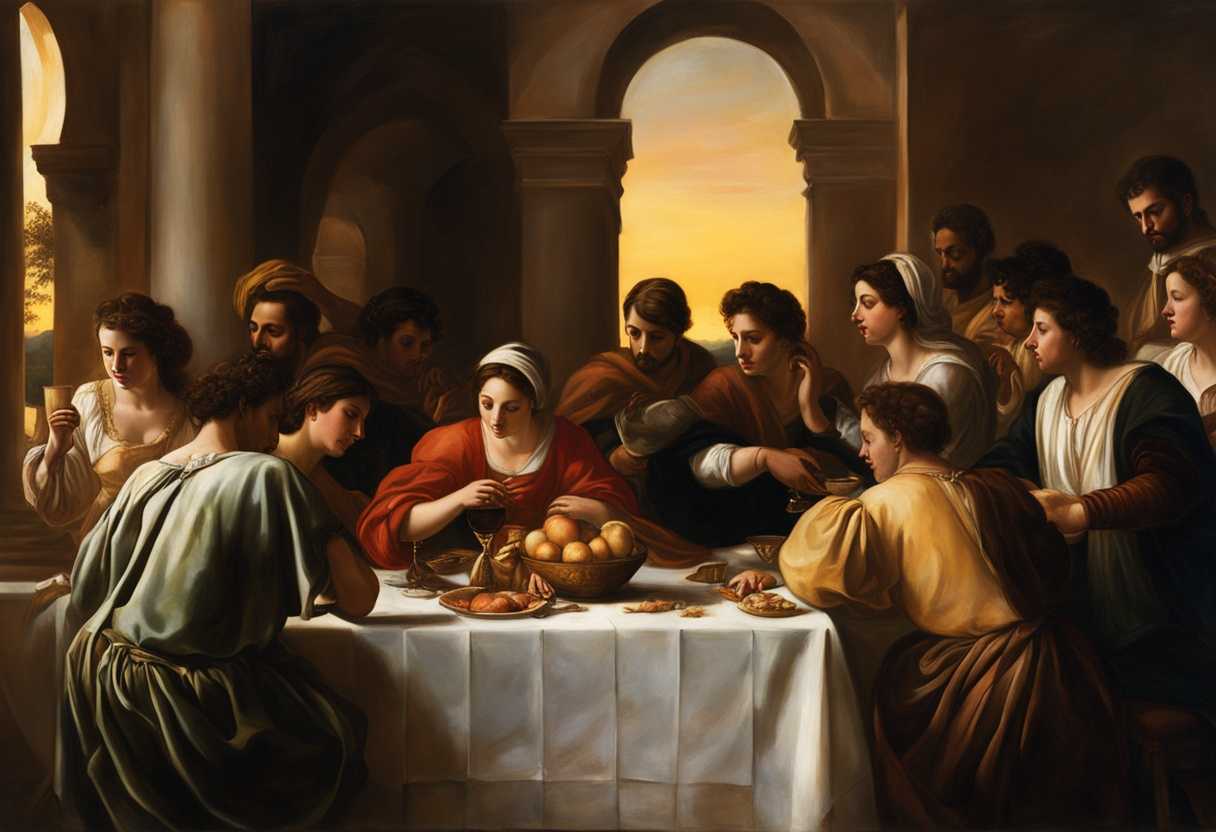 A-diverse-group-gathers-at-sunset-preparing-for-Passover-with-anticipation-and-unity_ifnk