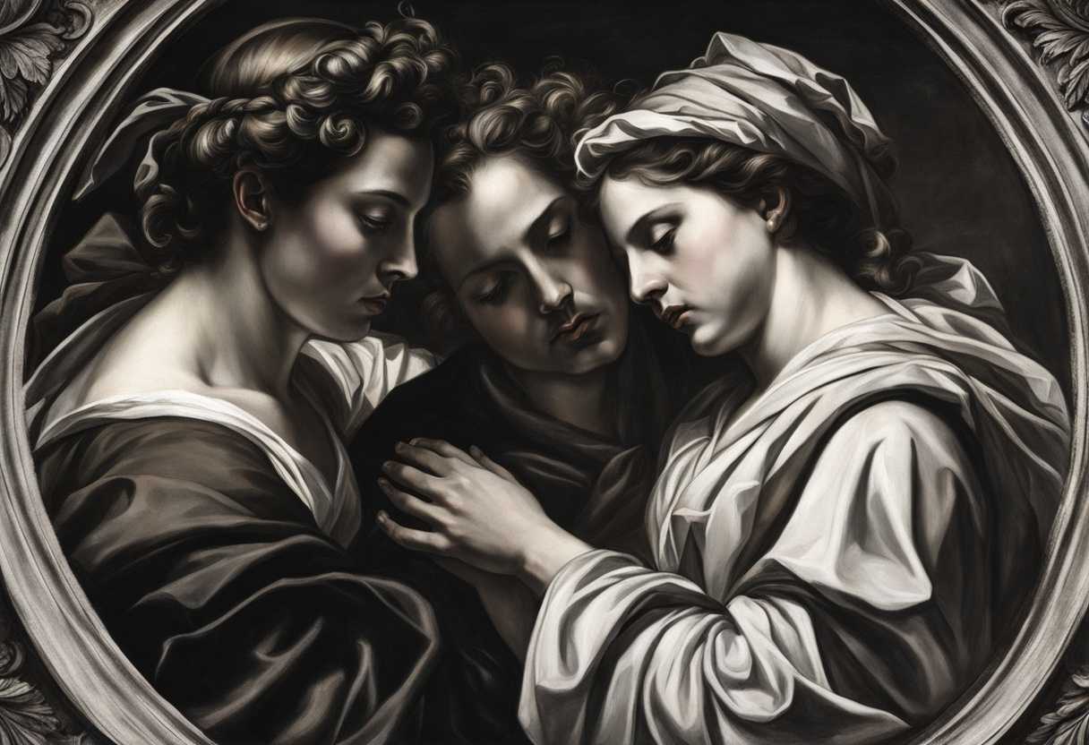 Intense-circle-of-people-whispering-with-furrowed-brows-dramatic-lighting-and-shadows_tqee