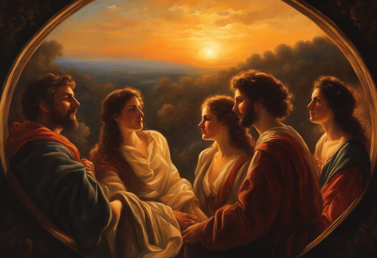 People-in-a-circle-at-sunset-faces-glowing-relaxed-smiling-showing-camaraderie-and-unity_ftmf