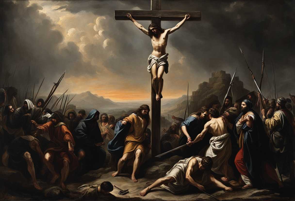 Dramatic-crucifixion-scene-with-Jesus-criminals-soldiers-women-from-Galilee-intense-emotions-da_hkkb
