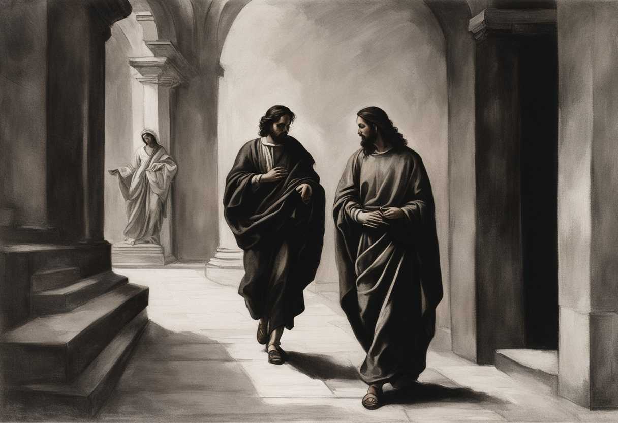 Two-figures-walk-with-Jesus-deep-in-conversation-as-a-mysterious-presence-approaches_twej