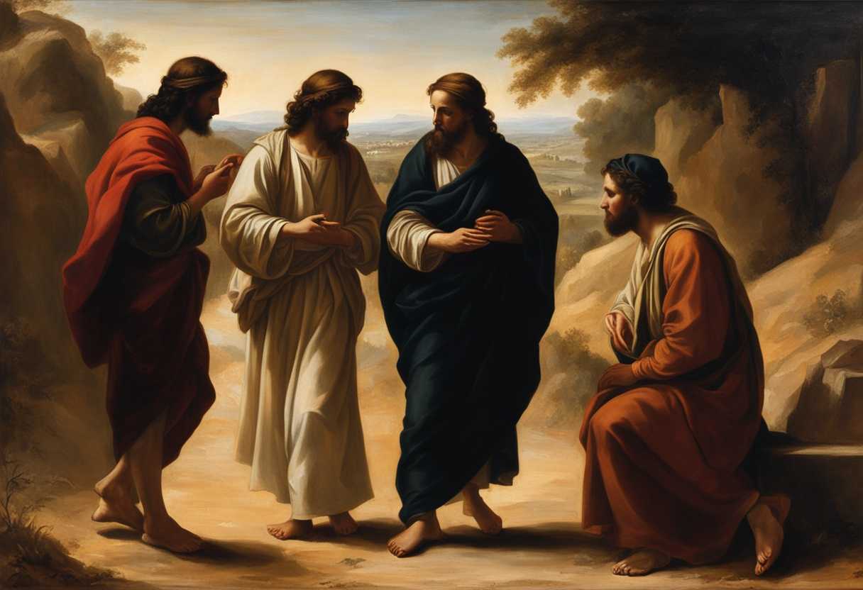 Two-travelers-meet-unrecognized-Jesus-on-dusty-road-to-Emmaus-share-sorrowful-conversation-recogni_vkub