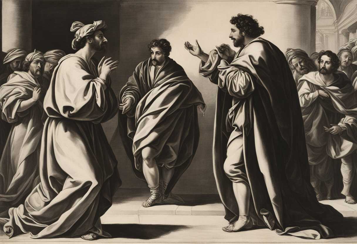 Two-men-in-radiant-robes-speak-onlookers-bow-in-fear-their-words-echoing_fxdl
