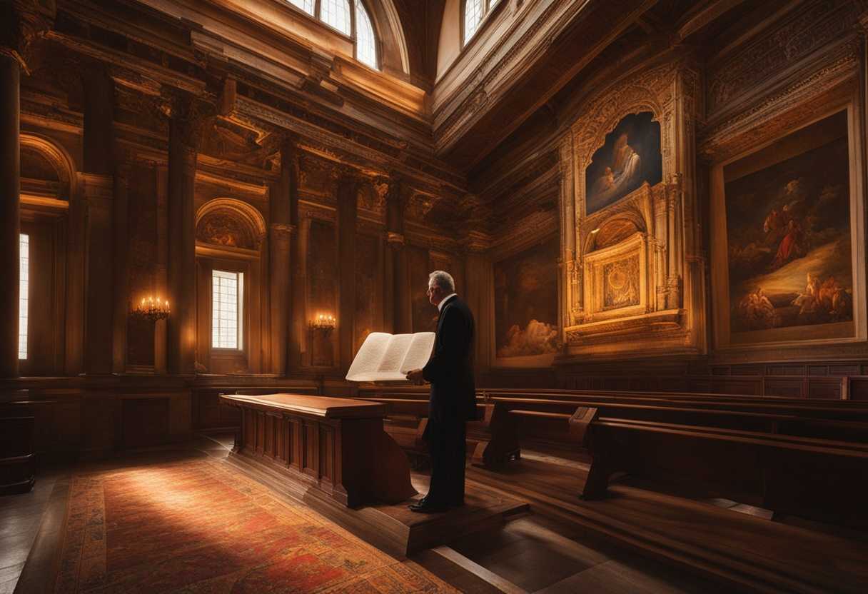 Speaker-mesmerizes-synagogue-with-ancient-scroll-bathed-in-warm-light-evoking-reverence-and-inspir_kxpq
