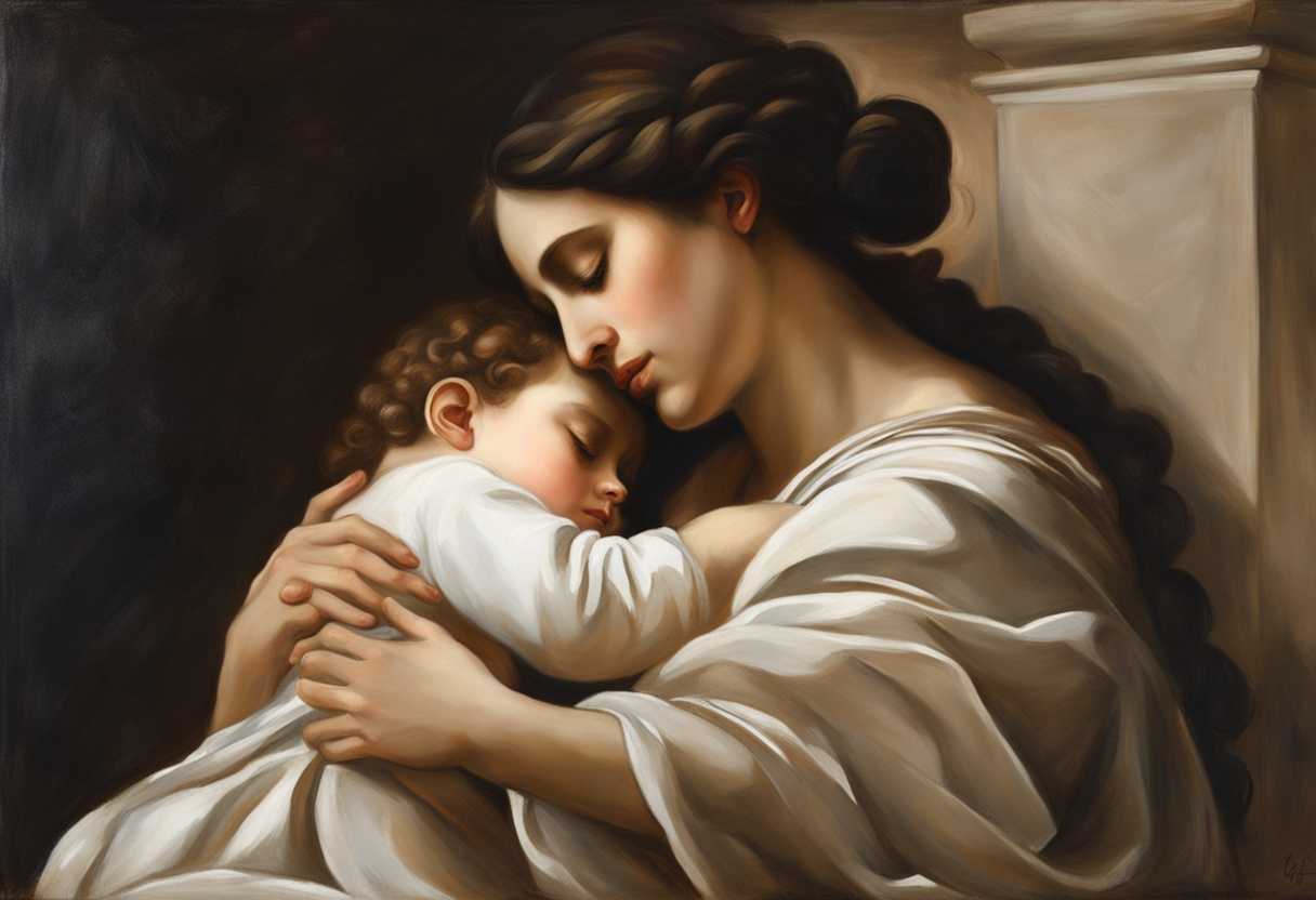 A-serene-painting-of-a-person-gently-comforting-a-sleeping-child-with-compassion-and-care_wcwo