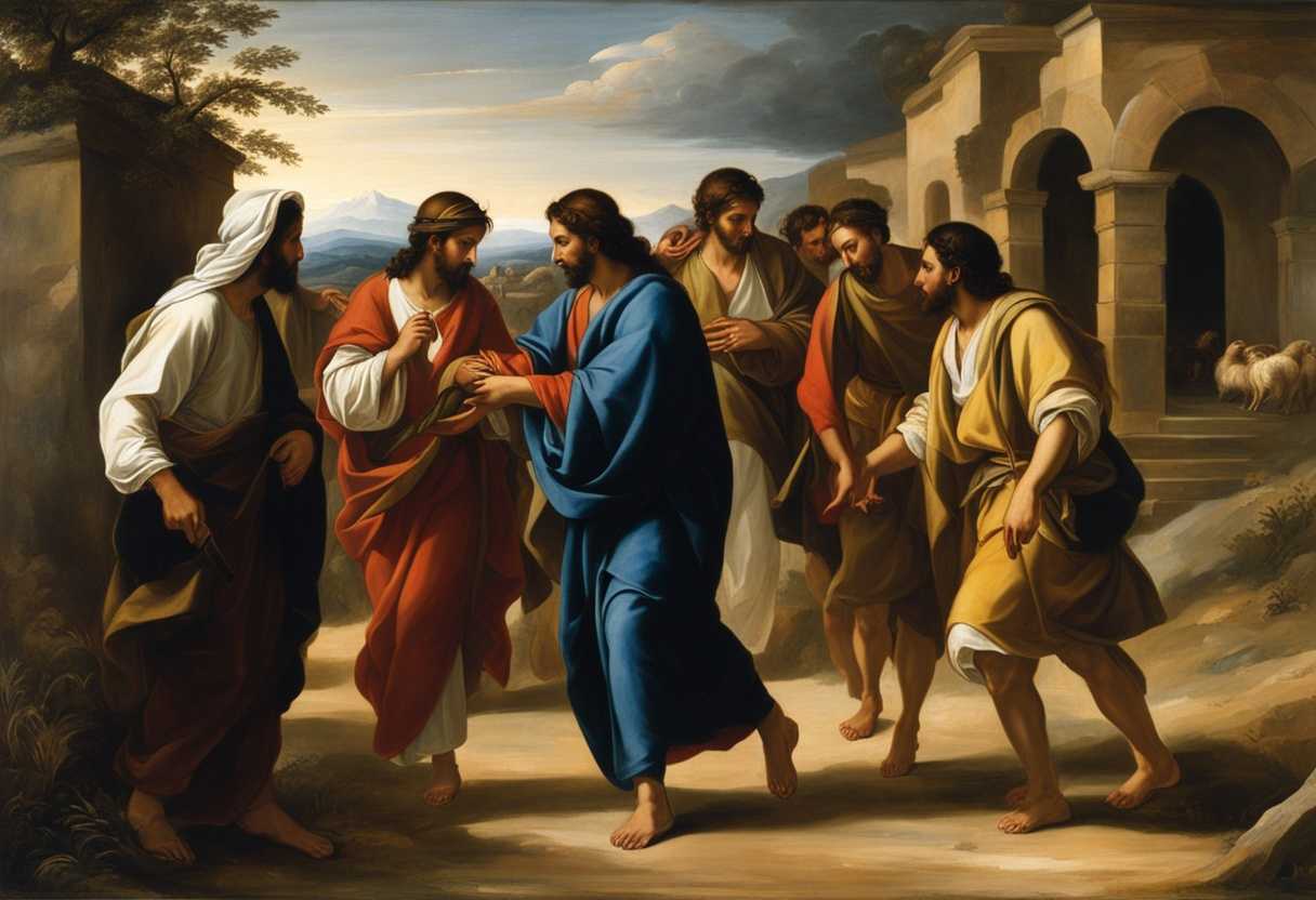 Jesus-leads-messengers-to-Samaritan-village-facing-tension-rejection-determination-conflict-con_zghd