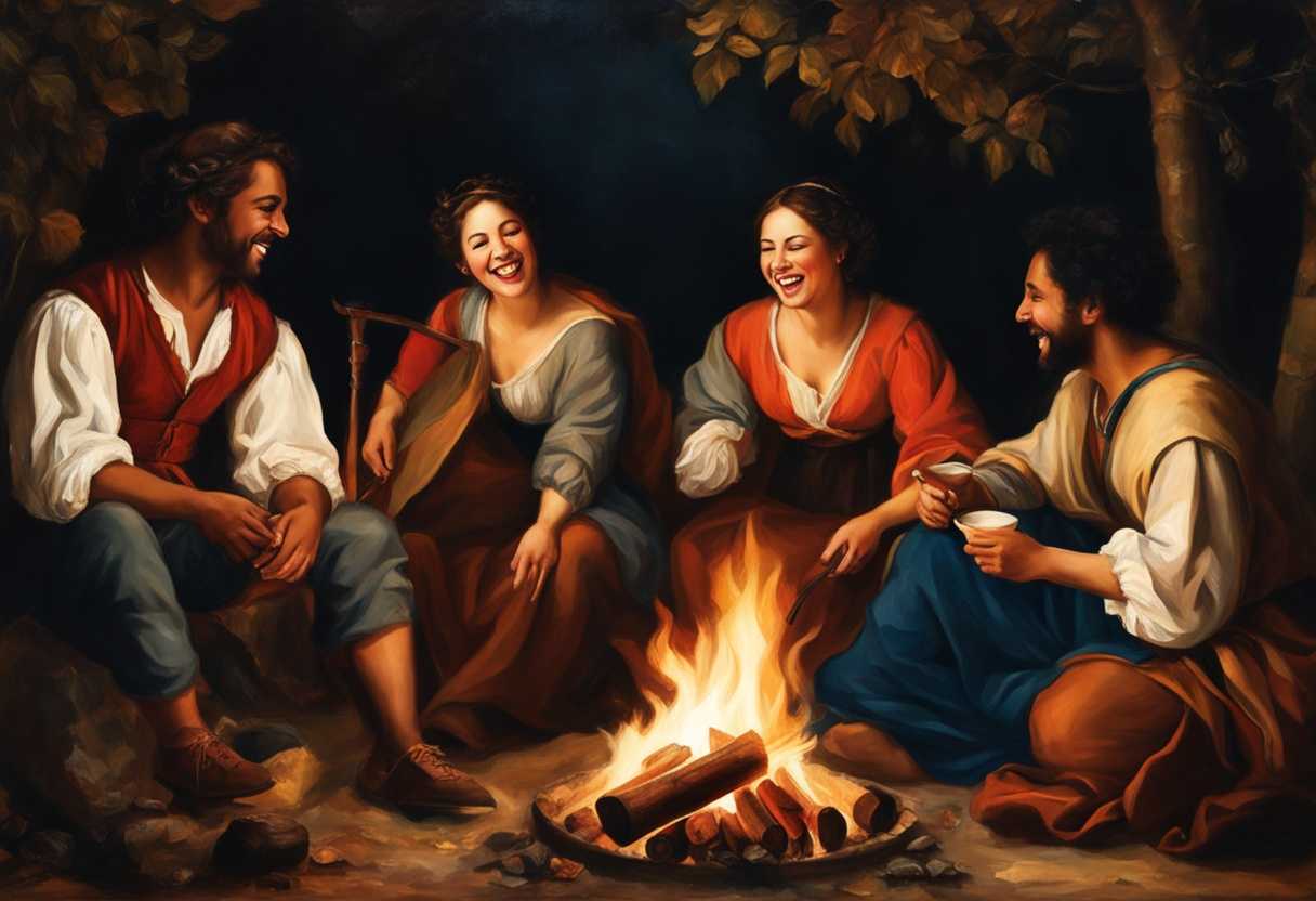 A-diverse-group-of-friends-laughing-and-sharing-stories-around-a-cozy-campfire_zwhh