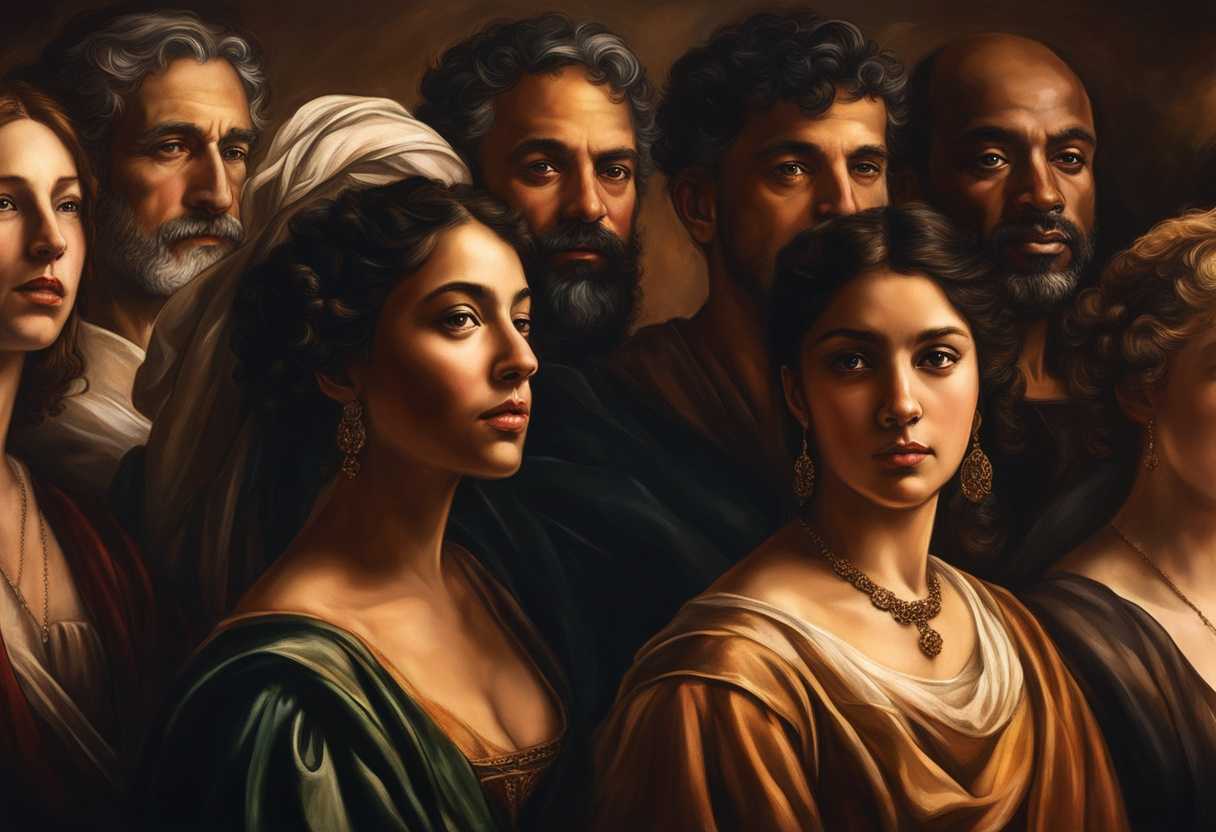 Diverse-group-standing-united-serious-and-smiling-faces-illuminated-by-light-showing-resilience-a_yjsg