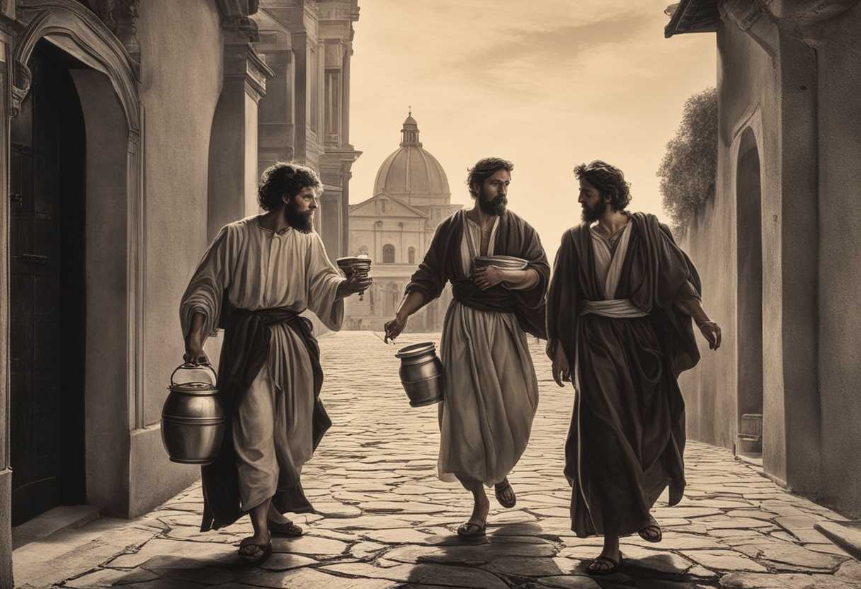 Two-disciples-follow-a-man-with-a-jar-of-water-through-a-city-mysterious-and-purposeful_gjjj