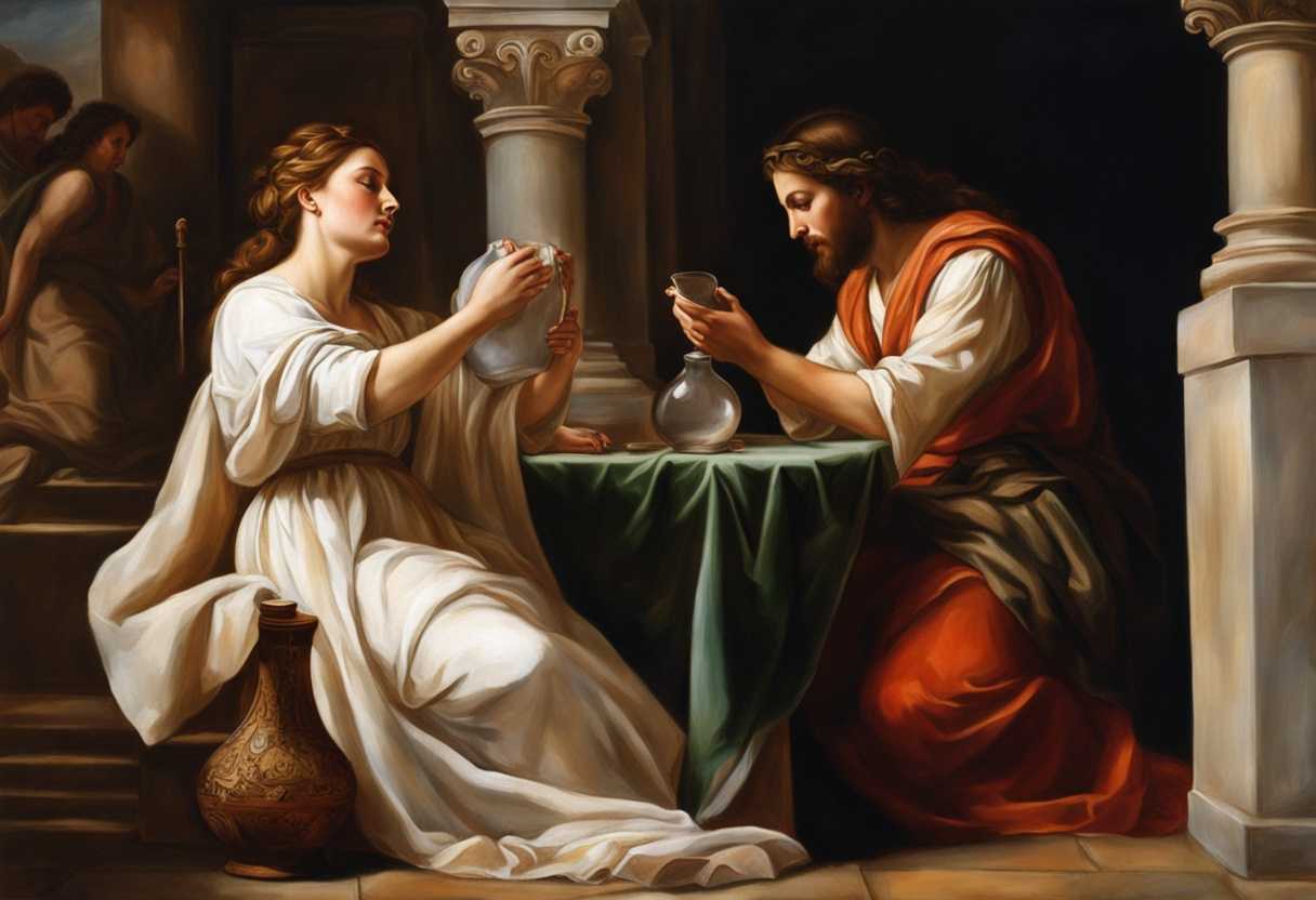 Intimate-biblical-scene-Woman-breaks-alabaster-flask-pours-ointment-on-Jesus-emotional-expression_wygw